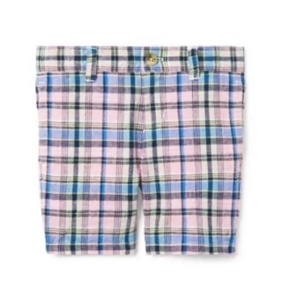 Janie and Jack Baby Boy Plaid Adjustable Waist Shorts 6-12M - Picture 1 of 8